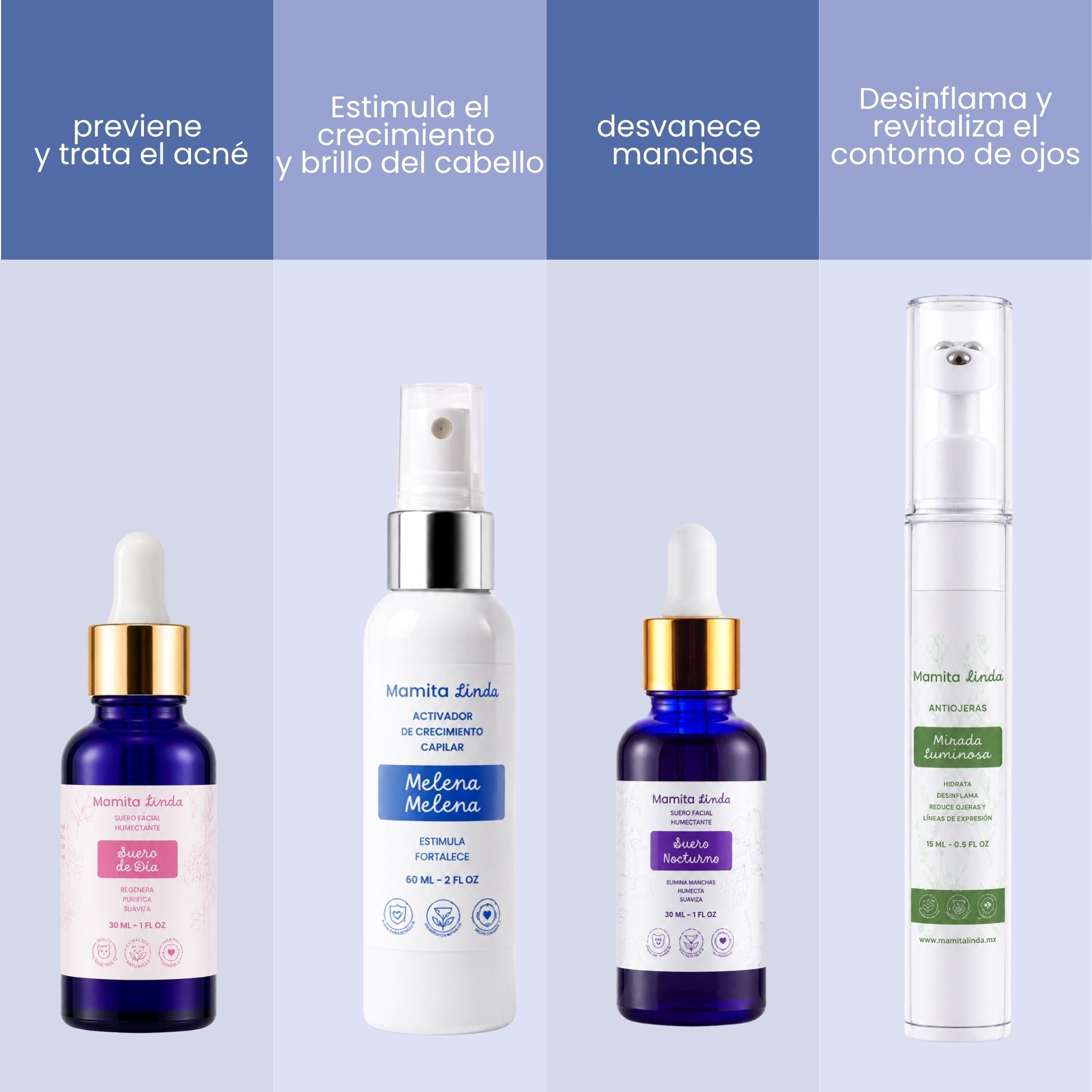Kit Belleza Pro - elimina manchas y ojeras, estimula crecimiento capilar, trata acné